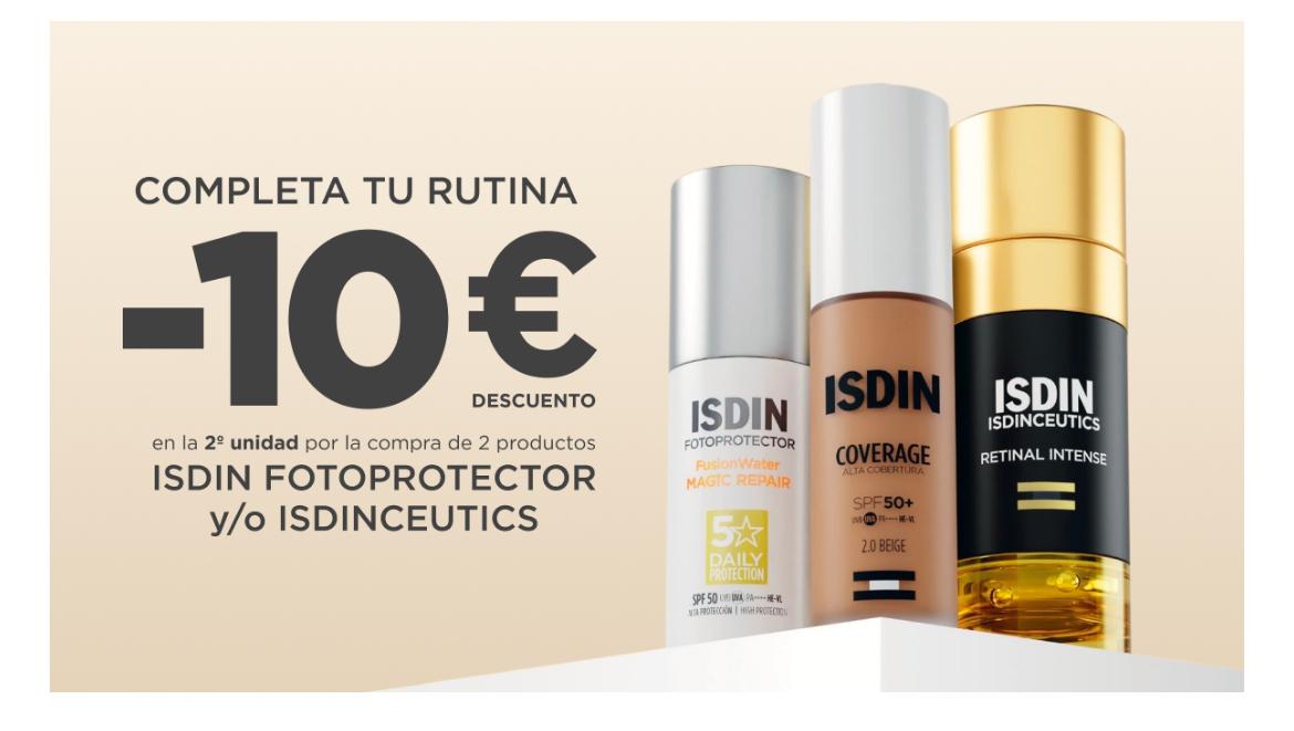 Oferta ISDIN Fotoprotector - 10€ descuento en segunda unidad